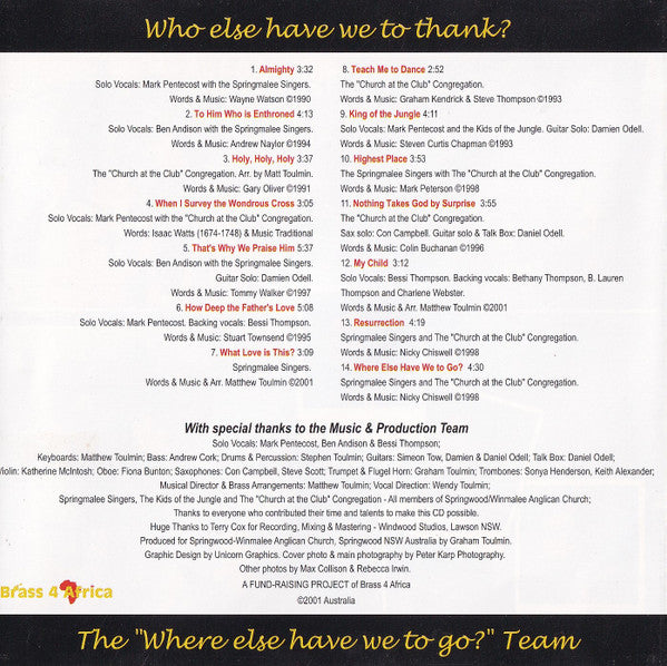 Brass 4 Africa : Where Else Have We To Go? (CD, Album)