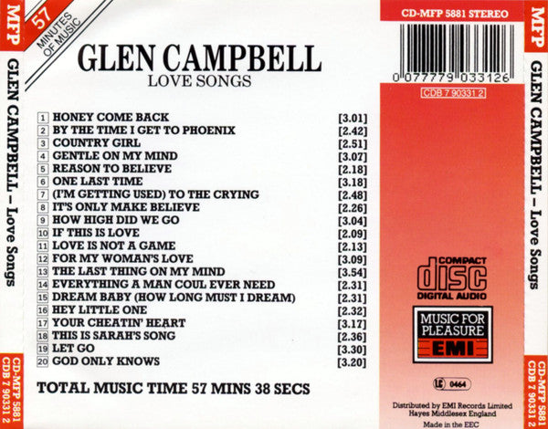 Glen Campbell : Love Songs (CD, Comp)