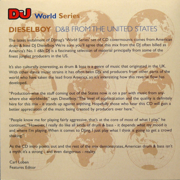 Dieselboy : DJ World Series: D&B From The United States (CD, Mixed)