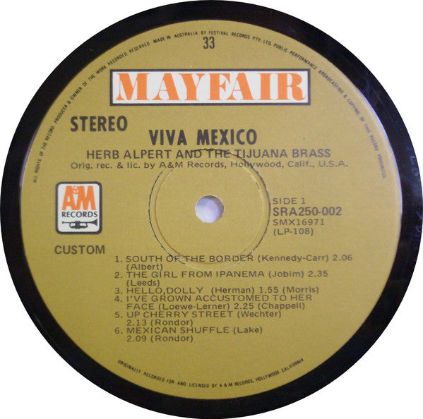 Herb Alpert & The Tijuana Brass : Viva Mexico (LP, Comp)