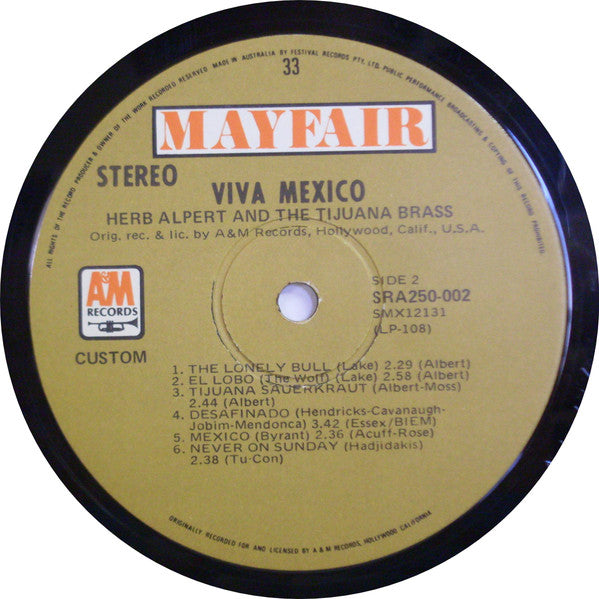 Herb Alpert & The Tijuana Brass : Viva Mexico (LP, Comp)