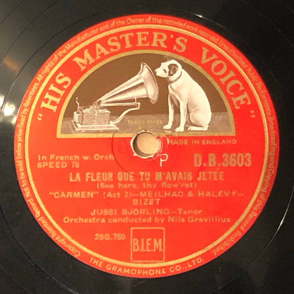 Jussi Björling : Recit. & Aria En Fermant Les Yeux / La Fleur Tu M'Avais Jetée (Shellac, 12")