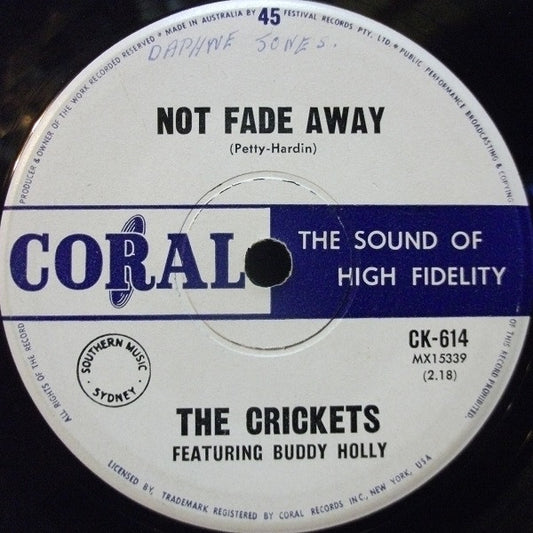 The Crickets (2) Featuring Buddy Holly : Not Fade Away (7", Single)