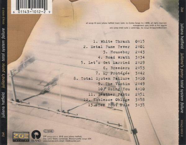 Juliana Hatfield : Juliana's Pony: Total System Failure (CD, Album)