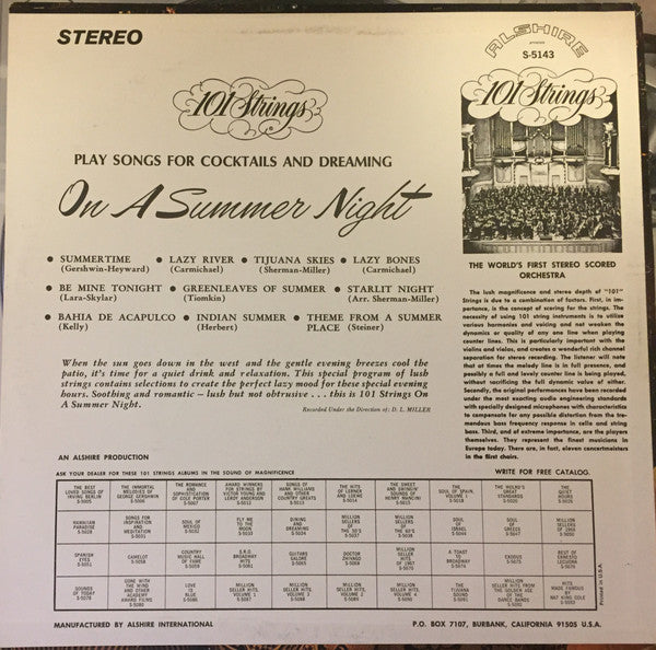 101 Strings : Play Songs For Lovers On A Summer Night (LP, Album, Sil)