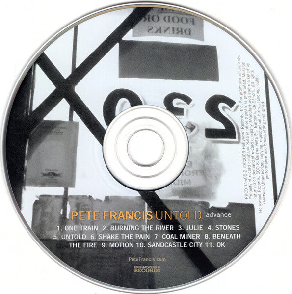Pete Francis : Untold (CD, Advance, Promo)