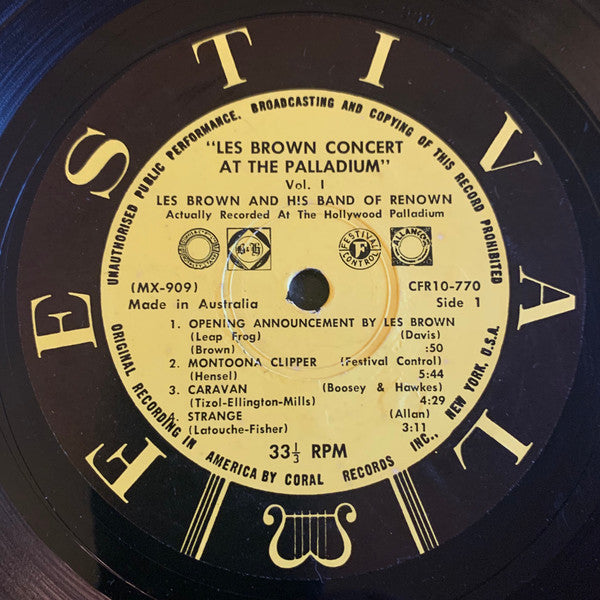 Les Brown And His Band Of Renown : Concert At The Palladium Vol 1 (10", Album, Mono)
