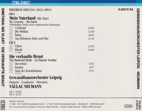 Friedrich Smetana* / Gewandhausorchester Leipzig, Václav Neumann : Mein Vaterland - My Country (2xCD)