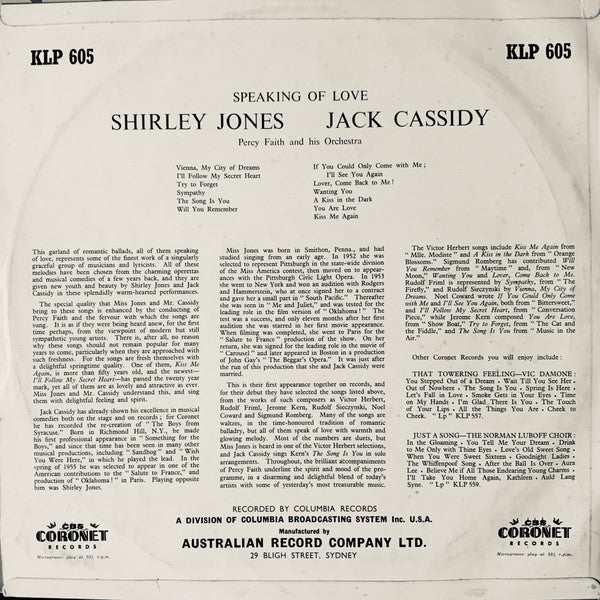 Shirley Jones (2) and Jack Cassidy : Speaking Of Love (LP, Album, Mono)