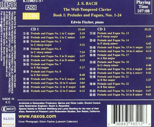 J.S. Bach* - Edwin Fischer : The Well-Tempered Clavier, Book I (2xCD, Comp, Mono)