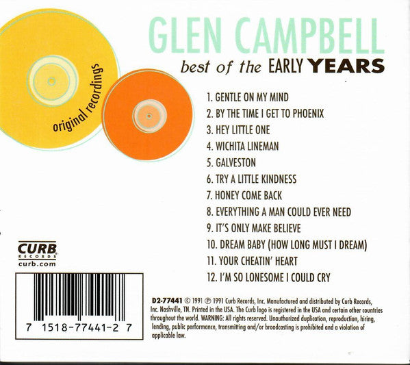 Glen Campbell : Best Of The Early Years (CD, Comp, O-C)