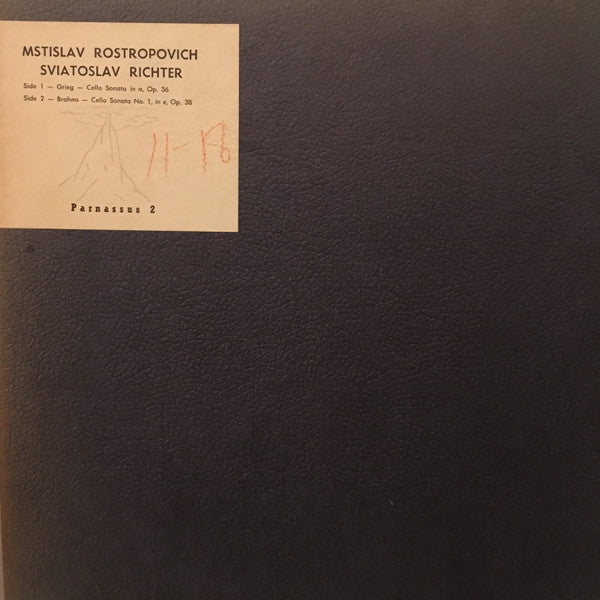 Edvard Grieg, Johannes Brahms - Mstislav Rostropovich, Sviatoslav Richter : Cello Sonata In A Minor, Op. 36 / Cello Sonata No. 1 In C Minor, Op. 38 (LP)