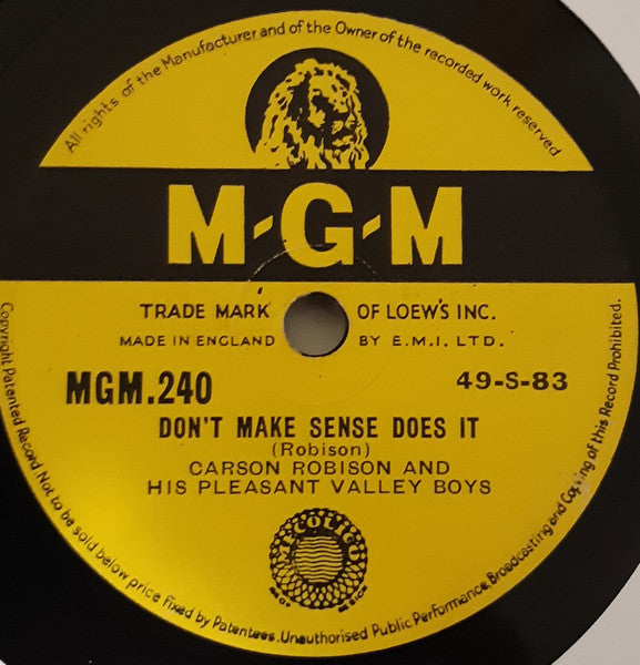 Carson Robison And His Pleasant Valley Boys : Predictions / Don't Make Sense Does It (Shellac, 10", Mono)