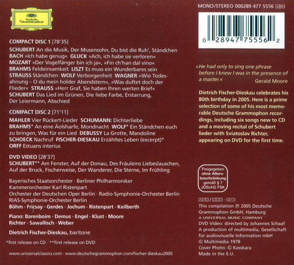 Dietrich Fischer-Dieskau : An Die Musik (2xCD, Comp, Mono, Ltd, RE, RM + DVD, NTSC)