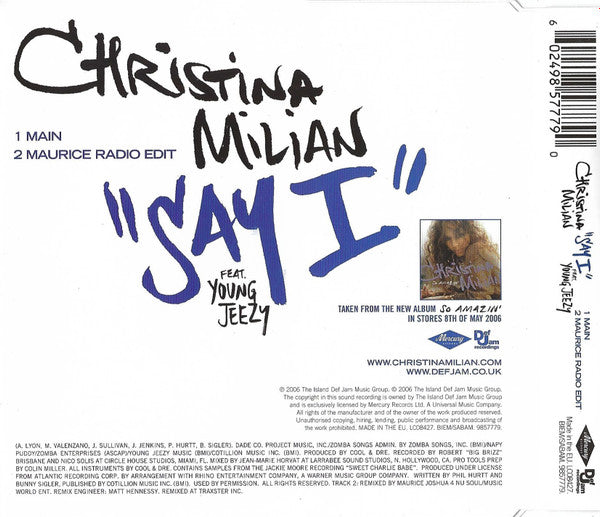 Christina Milian Feat. Young Jeezy : Say I (CD, Single)