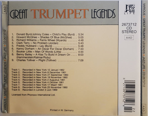 Various : Great Trumpet Legends (CD, Comp)