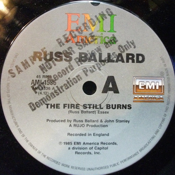 Russ Ballard : The Fire Still Burns (7", Single, Promo)