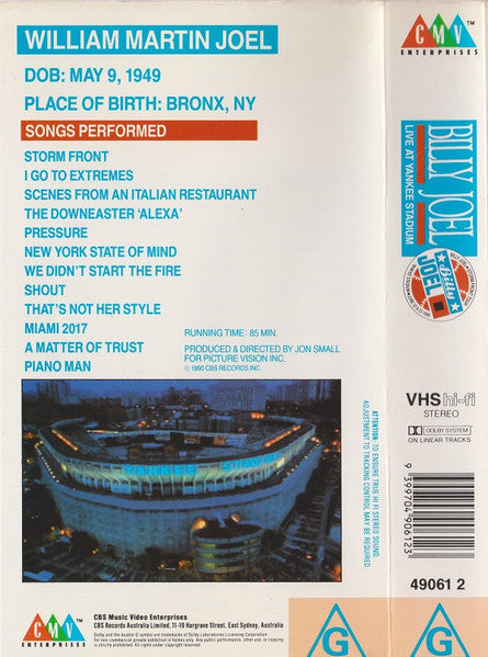 Billy Joel : Live At Yankee Stadium (VHS, PAL)