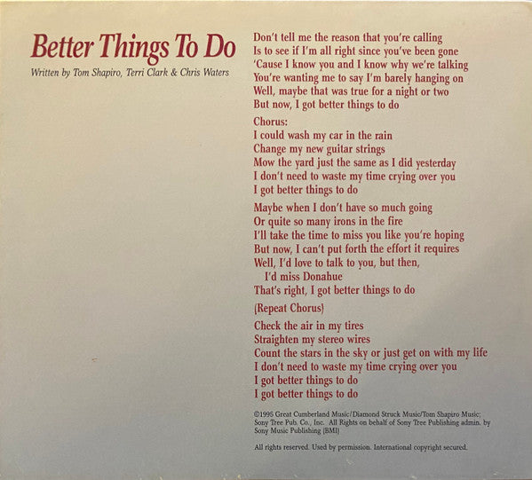 Terri Clark : Better Things To Do (CD, Single, Promo)