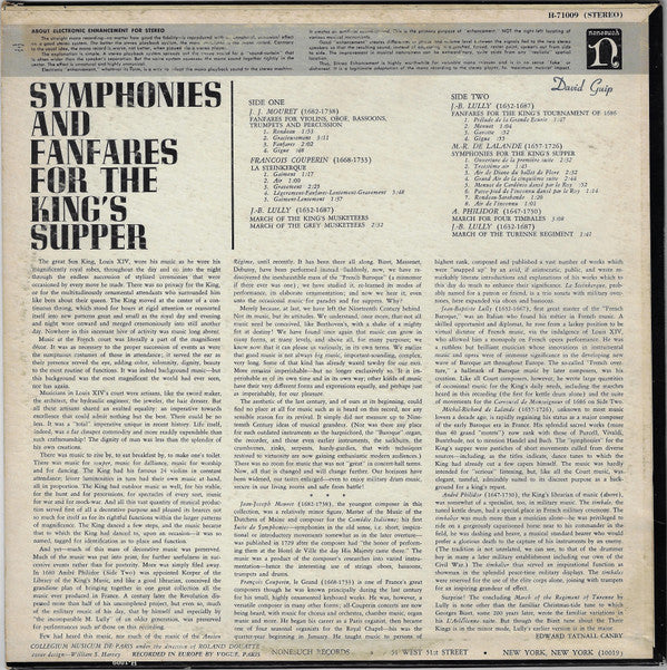 Collegium Musicum De Paris, Roland Douatte : Symphonies And Fanfares For The King's Supper (LP)