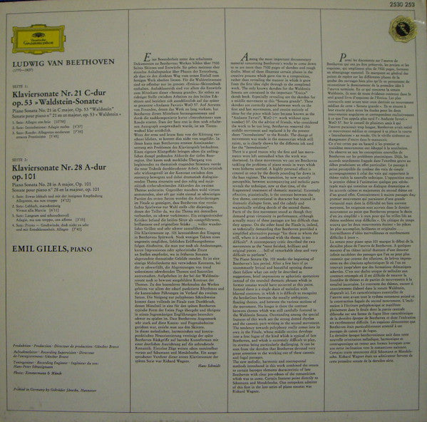 Ludwig van Beethoven - Emil Gilels : Waldsteinsonate, Op. 53 / Sonate Nr. 28, Op. 101 (LP, Jän)