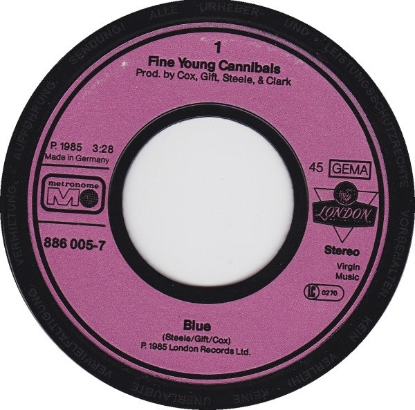 Fine Young Cannibals : Blue (7", Single)