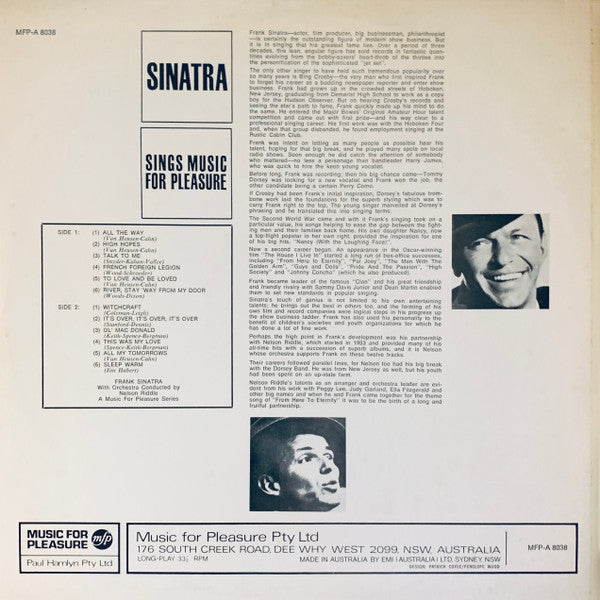 Frank Sinatra : Sinatra Sings Music For Pleasure (LP, Comp, RE)