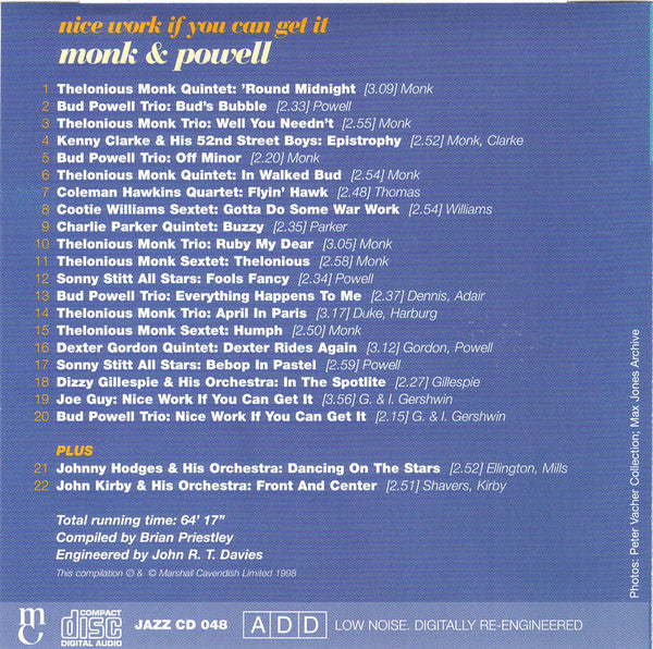 Monk* & Powell* : Nice Work If You Can Get It (CD, Comp)