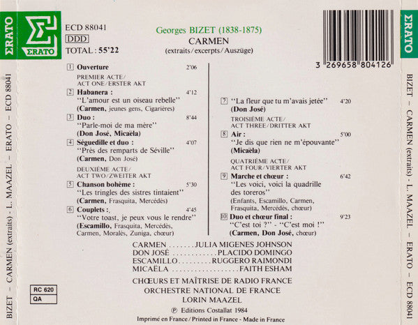 Georges Bizet / Julia Migenes Johnson, Placido Domingo, Ruggero Raimondi, Faith Esham, Lorin Maazel, Orchestre National De France, Chœur De Radio France Et Maîtrise De Radio France : Carmen (CD, Album, RE)
