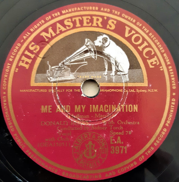 Donald Peers : Me And My Imagination / Hors D'oeurves (Shellac, 10")