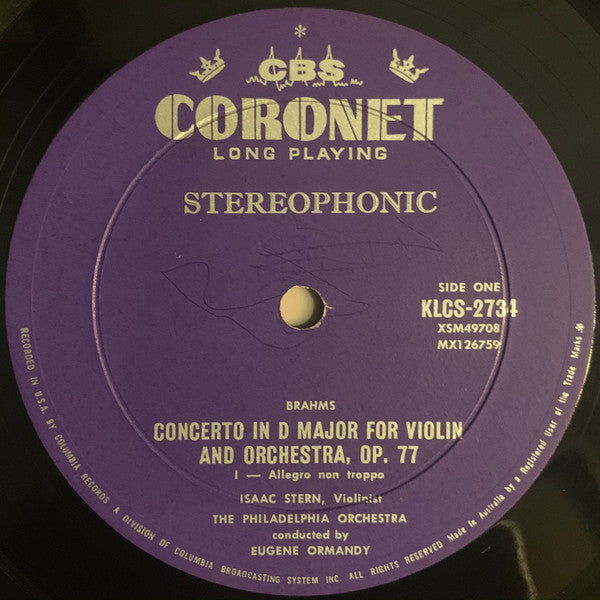 Brahms*, Isaac Stern : Violin Concerto In D Major (LP, Album)