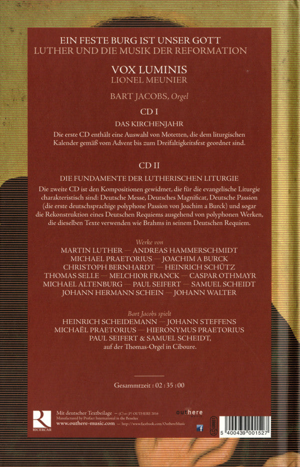 Vox Luminis, Lionel Meunier, Bart Jacobs (2) : Eine Feste Burg Ist Unser Gott (Luther Und Die Musik Der Reformation) (2xCD, Album)