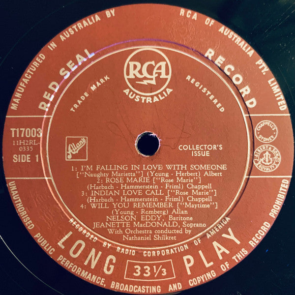 Jeanette MacDonald And Nelson Eddy, Nathaniel Shilkret : Operetta Favourites By Jeanette MacDonald And Nelson Eddy (10", Mono)