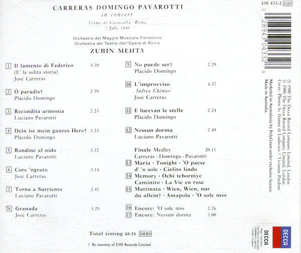 Carreras*, Domingo*, Pavarotti*, Mehta* : In Concert (CD, Album)