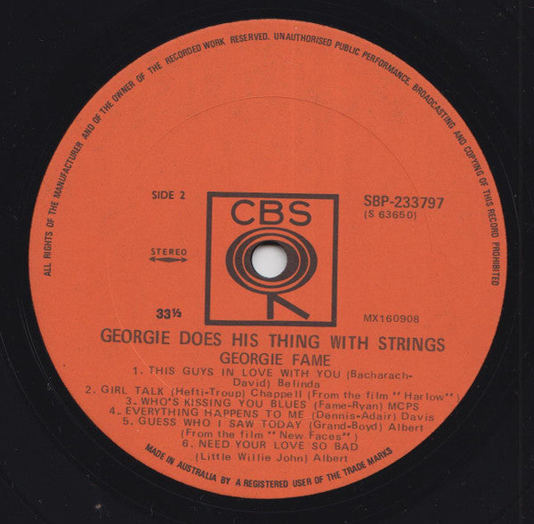 Georgie Fame : Georgie Does His Thing With Strings (LP, Album)