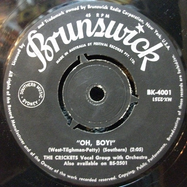 The Crickets (2) : Oh, Boy! / Not Fade Away (7", Single, 3 p)