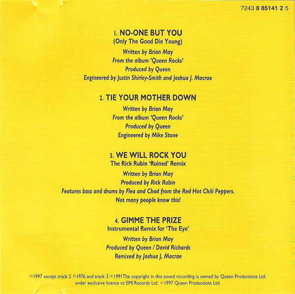 Queen : No-One But You / Tie Your Mother Down (CD, Single)
