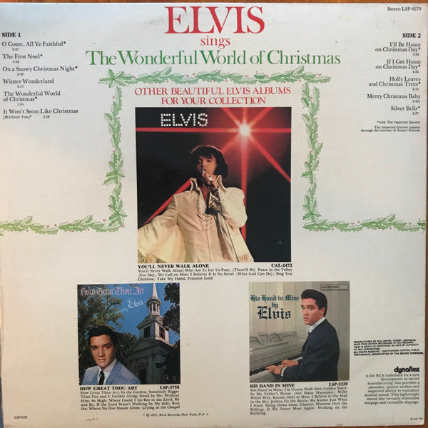 Elvis Presley : Elvis Sings The Wonderful World Of Christmas (LP, Album, Ora)