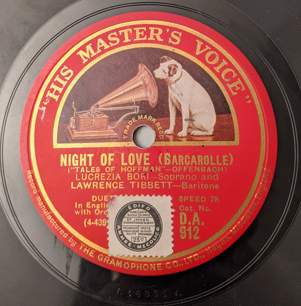 Lucrezia Bori, Lawrence Tibbett : Night Of Love / Calm As The Night (Shellac, 10")