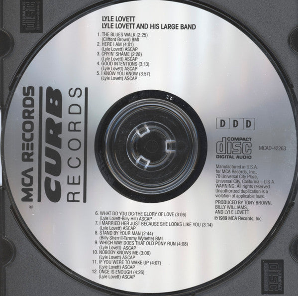 Lyle Lovett And His Large Band : Lyle Lovett And His Large Band (CD, Album)