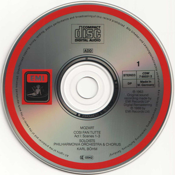 Mozart* – Schwarzkopf* • Ludwig* • Kraus* • Taddei* • Steffek* • Berry* / Philharmonia Chorus, Philharmonia Orchestra / Karl Böhm : Così Fan Tutte (3xCD, Album, RE, RM)