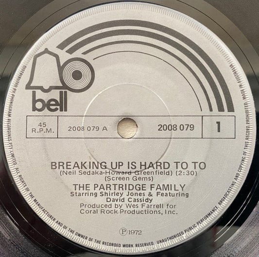 The Partridge Family Starring Shirley Jones (2) & Featuring David Cassidy : Breaking Up Is Hard To Do (7", Single)