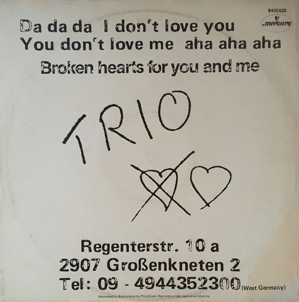 Trio : Da Da Da I Don't Love You You Don't Love Me Aha Aha Aha (12", Maxi)