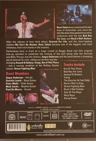 Rose Tattoo : Live From Boggo Road Jail 1993 (DVD-V, PAL, All)