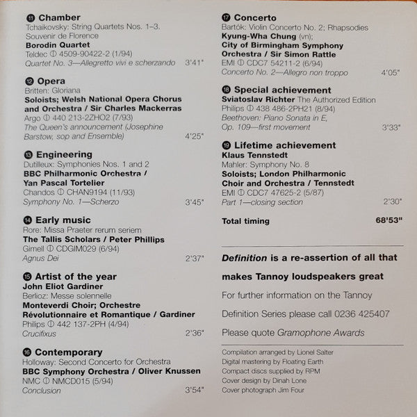 Various : Highlights From The 1994 Gramophone Awards Winners (CD, Comp, Smplr)