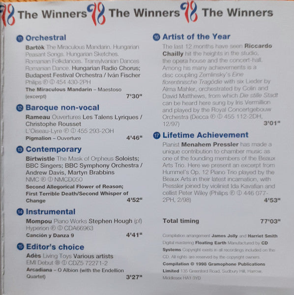 Various : Gramophone Awards 98 (CD, Comp, Smplr)