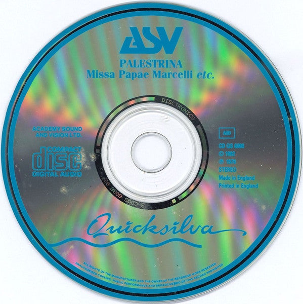 Giovanni Pierluigi da Palestrina – Pro Cantione Antiqua / Bruno Turner : Missa Papae Marcelli, Stabat Mater, 3 Motets  (CD, RE)