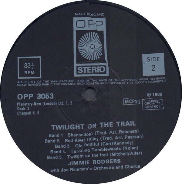 Jimmie Rodgers (2) With Joe Reisman And His Orchestra And Chorus : Twilight On The Trail (LP)