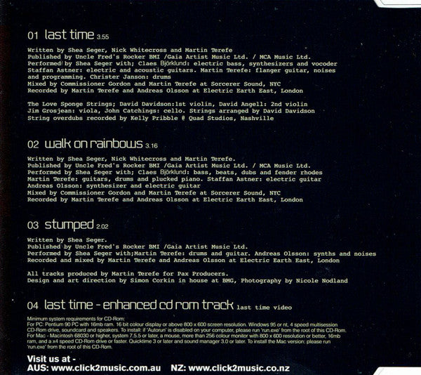 Shea Seger : Last Time (CD, Single, Enh)