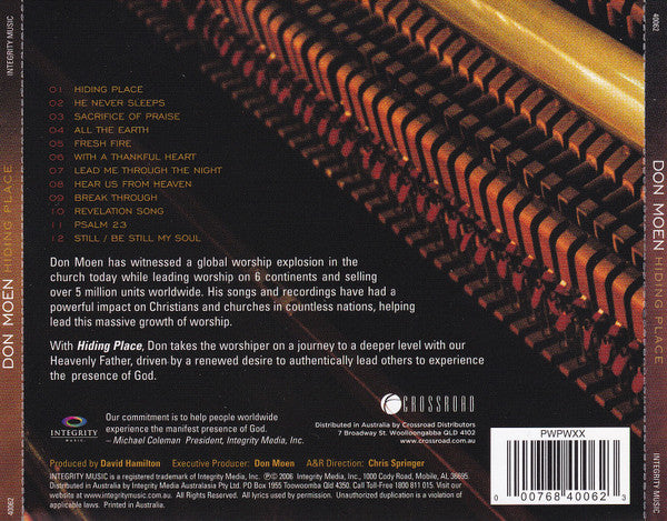 Don Moen : Hiding Place (CD, Album)